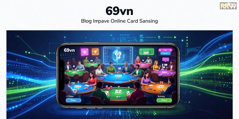 Minh họa khái niệm game bài online 69vn với giao diện hiện đại và người chơi tương tác